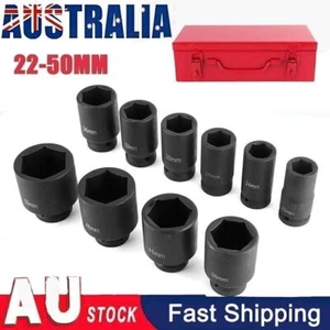 10PCS 3/4" DRIVE DEEP IMPACT Socket Set 22-50mm HGV Long Reach Impact Socket Set - Picture 1 of 10