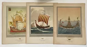 11 Menus Atlantic Home Lines Cruise Luncheon Dinner Art De Agostini Italgeo 1950 - Picture 1 of 8