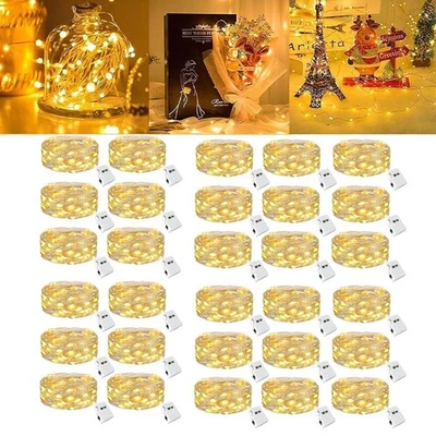 30 Pack 20 LED 6.6ft Battery Operated Mini LED Copper Wire String Fairy Lights - Image 1 of 4