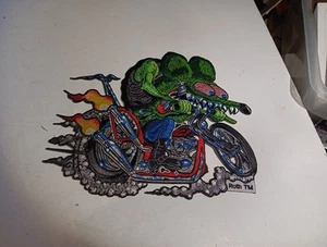 X LARGE ED "BIG DADDY" ROTH RAT FINK CHOPPER HOT ROD BACK PATCH FREE SHIPPING! - Picture 1 of 7