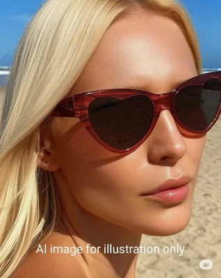 XOXO NUEVO CON ETIQUETAS, Marco Corazón Marrón con Lente Gris, y 100% Protección UV y Estuche Nuevo Foto 1 de 4