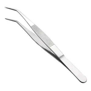 6.9" Stainless Steel Tweezers with Curved Pointed Serrated Tip - Picture 1 of 3