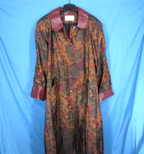 Vintage RÖMER Multi BLUMENDRUCK Kunstleder KNOPFLEISTE REGENJACKE TRENCHCOAT 2X - Bild 1 von 7