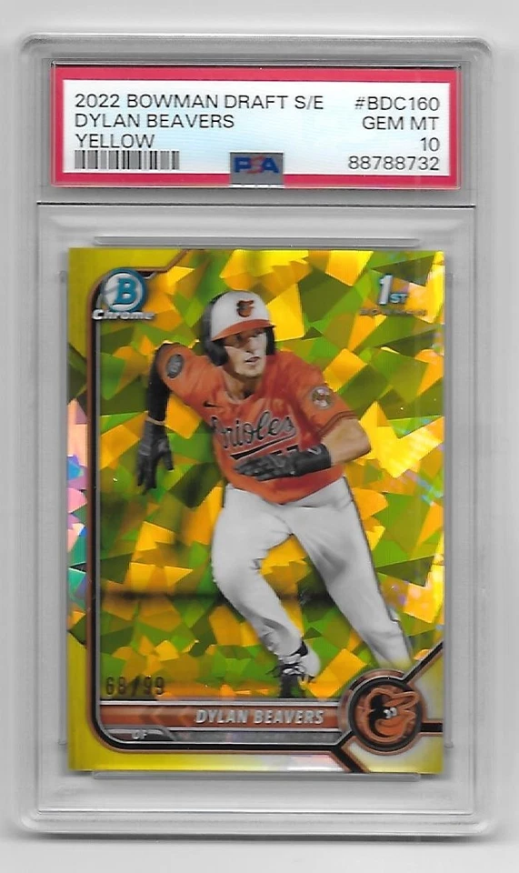 Dylan Beavers 2022 Bowman Chrome Yellow Ref #68/99 PSA 10 Gem Mint    non auto - Image 1 of 1