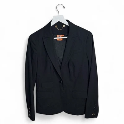 Blazer Tory Burch Mezcla de Lana Negro Botón - Chaqueta Frontal W1923 Talla 6 Foto 1 de 4