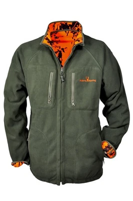 HUBERTUS Warn-Wende-Fleecejacke PIRSCH Jagdjacke Drückjagdjacke oliv/orange - Bild 1 von 4