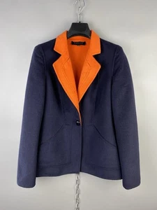 Escada Womens Angora Wool Navy Blue Button Casual Blazer Jacket Size 36 / S - Picture 1 of 20