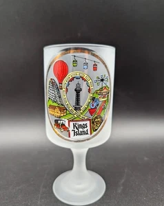 VINTAGE 1977  Frosted Footed Glass KINGS ISLAND AMUSEMENT PARK  USA  - Picture 1 of 5