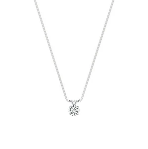 1/4 Ct Round Lab Created Grown Diamond Pendant Necklace 14K White Gold F/VS 18" - Picture 1 of 3