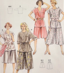 EASY UC Burda 5085 Sew Pattern Blouse Tunic Top Split Skirt Gauchos Culotte 8-18 - Picture 1 of 5