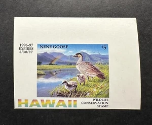 WTDstamps - 1996 HAWAII - State Duck Stamp - LotP - MNH **IMPERF PROOF ERROR** - Picture 1 of 2