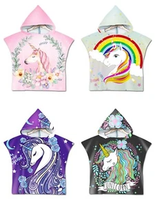 Kids Hooded Poncho Towel For Bath Beach Swim Pool Unicorn - Picture 1 of 23