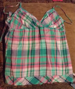 Ladies Juniors Size Small OPEN BACK Spaghetti Strap Plaid Top - Picture 1 of 3