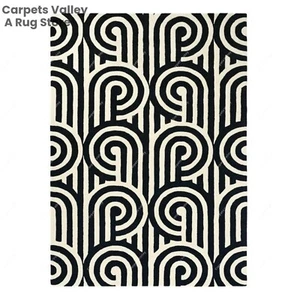 Stripes & Circle Hand Tufted Wool Handmade Area Rug Carpet for Home, Living Room - Picture 1 of 11