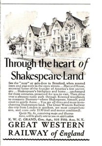 Antike Werbung Harrison Memorials Vintage Great Western Railway England Shakespeare-Land - Bild 1 von 4