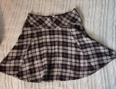 Falda Heritage1981 Y2K Mujer M Marrón Azul Púrpura Lana A Cuadros Línea A Hasta la Rodilla Foto 1 de 4