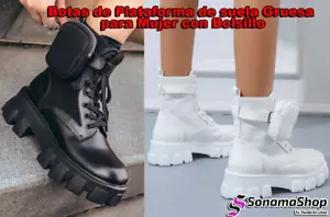 👢 Botas de Plataforma de Suela Gruesa para Mujer con Bolsillo incluido 👢 - Picture 1 of 15