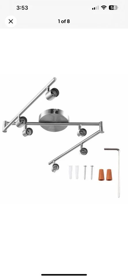 6-Light Adjustable Track Lighting with Foldable Arms for Living Room Silve - Image 1 of 1