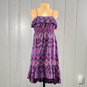 * Circo Girl’s Purple & Pink Chevron High Low Dress Sz L - Picture 1 of 7