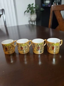 4 tazas de té de vino sake porcelana geisha japonesa de colección doradas mini 2" - Imagen 1 de 8