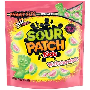 SOUR PATCH KIDS Watermelon Soft & Chewy Candy, Family Size, Bulk Candy, 1.8 lb - Picture 1 of 2