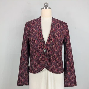 Vintage Y2K Corduroy Old Navy Paisley Dark Whimsigoth Classic Maroon Red Short L - Picture 1 of 9
