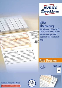AVERY Zweckform 2817-200 Überweisung/Zahlschein (PC-Druckerformular, A4, von Rec - Bild 1 von 3