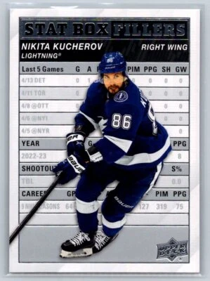2023-24 Upper Deck #SB-1 Nikita Kucherov Tampa Bay Lightning Stat Box Fillers - Image 1 of 2