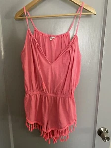 Victoria's Secret Bright Pink Short Romper Sleeveless Beach Coverup Sz S Flawed - Picture 1 of 7