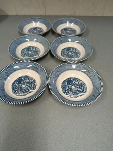 Royal China CURRIER & IVES Small Dessert Berry Bowl "The Old Gate" Set of 6 Nice - Picture 1 of 9