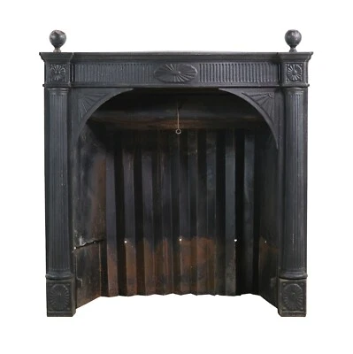 Antique Federal Black Iron & Steel Fireplace Insert - Image 1 of 4