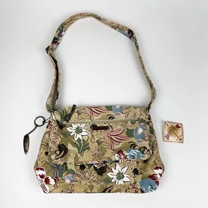 Schultertasche Handtasche Damen Karibik Joe beige bunt Blumenmuster Canvas - Bild 1 von 10