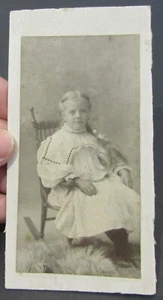 Antique CDV Photo of Beautiful Young Girl Sitting in Rocking Chair - Picture 1 of 2