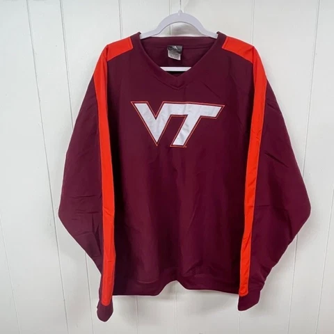 Knights Apparel Virginia Tech VT Pullover Windbreaker Shirt V-Neck Maroon Size X Cover