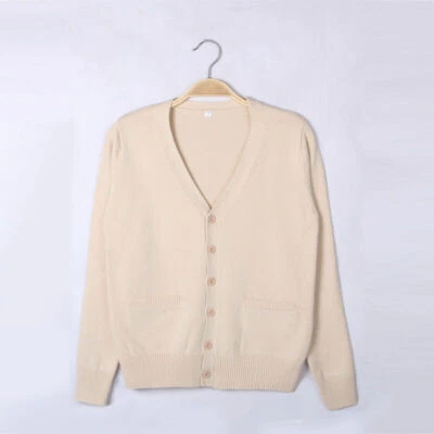 Женская JK униформа свитер Spring колледжа v-образным вырезом кнопка кардиган вязаный свитер - Изображение 1 из 4