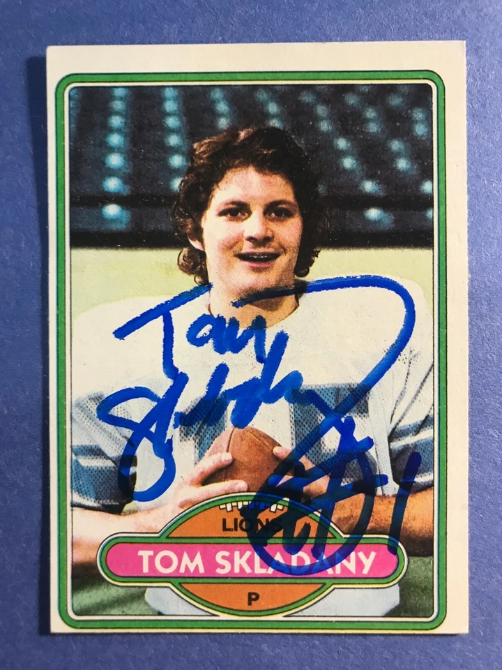 SIGNED TOM SKLADANY 1980 TOPPS FOOTBALL CARD AUTOGRAPH - LIONS - Image 1 of 3