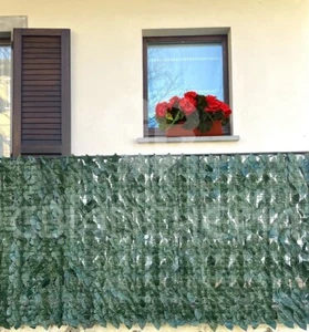 Rotolo di Siepe Artificiale Finta Sempreverde Foglie Edera da esterno ideale per - Foto 1 di 21