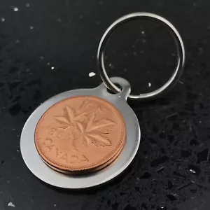 Edelstahl Schlüsselanhänger mit Vintage Canadian Penny 1 Cent I18 - Bild 1 von 1