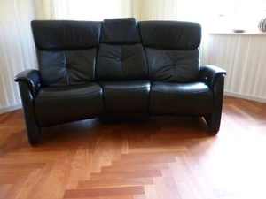 HIMOLLA Couch, Trapezsofa, Relaxfunktion, 3/2-Sitzer Sofa+Sessel, Leder, Schwarz - Bild 1 von 10