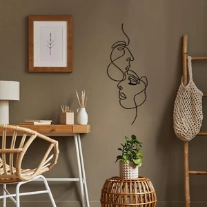 Arte de pared de metal facial para hombre y mujer, decoración de pared, arte de pared grande, decoración del hogar - Imagen 1 de 3