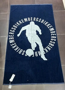 BIKKEMBERGS TELO MARE IN SPUGNA TINTA UNITA BLU CON MAXI LOGO BIANCO BK1 - Picture 1 of 4