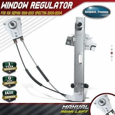 Manual Window Regulator for Kia Sephia 98-01 Spectra 00-04 Rear Left Driver Side - Image 1 of 4