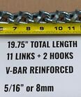 1NEW 19.5&quot;-19.75? V-Bar 11 Links +2 Hooks Ice Snow Cross Chain Link Section Part
