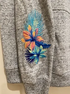 Victoria's Secret PINK Campus Quarter Zip Pullover Gray Tropical Floral LARGE - Picture 1 of 8
