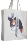 Rough Collie Agility Cotton Shopping Tote Bag with Gusset and Long Handles 