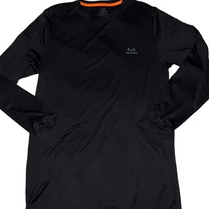 Realtree Men's Size M Long Sleeve Shirt Black Layering Antler Logo Stretch - Picture 1 of 5