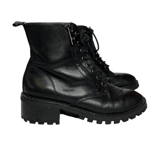 Halston Lois Stiefel Leder schwarz Schnürung Reißverschluss Größe 5,5 - Bild 1 von 10