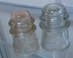 2 Whitall Tatum Insulators Clear Glass No. 2 and No. 4 - Picture 1 of 7