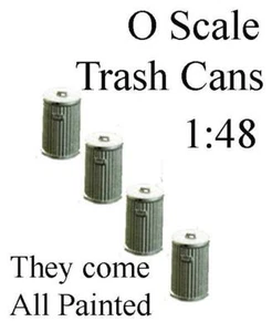 O Scale TRASH CANS includes 4 that come all painted 1/48 scale - Picture 1 of 1