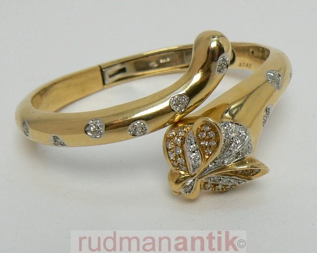 WEMPE ARMSPANGE ARMREIF GOLD 750 KATZENKOPF DIAMANTBESATZ -signiert und punziert - Bild 1 von 1